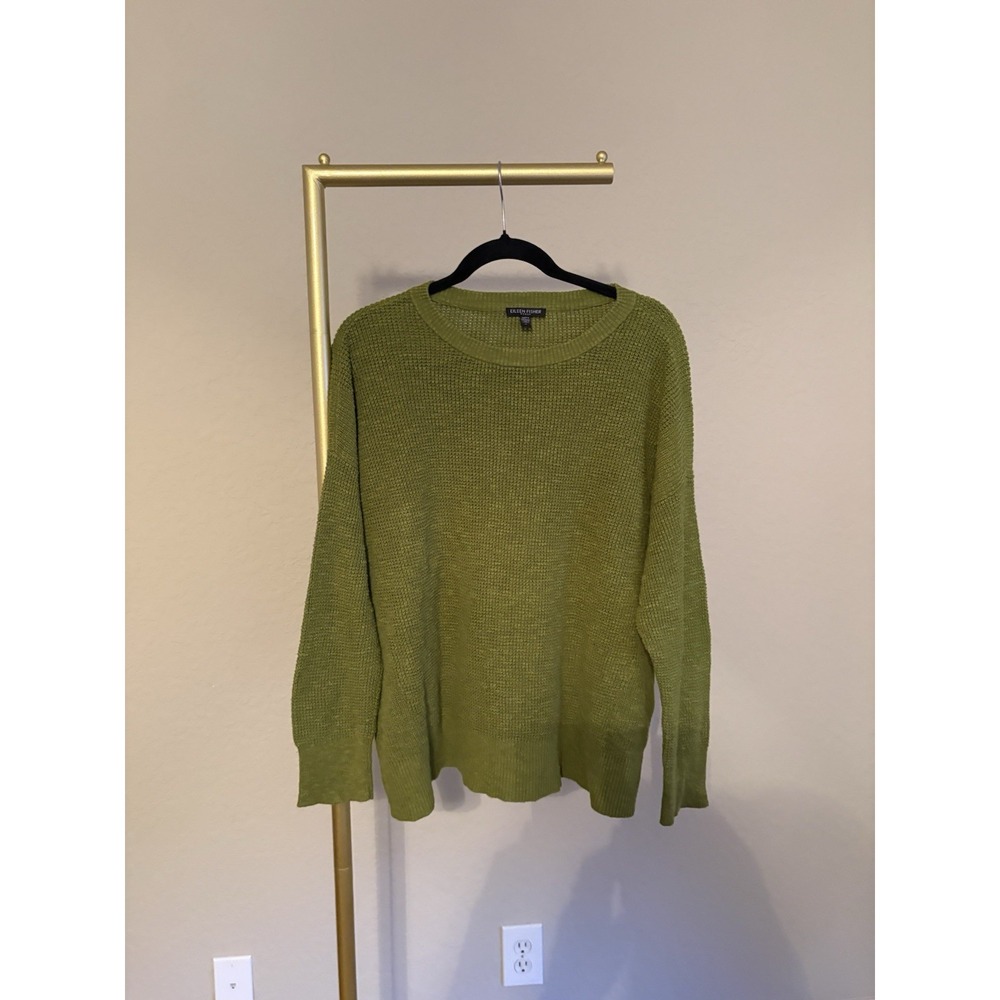 Eileen Fisher Women's Organic Linen Cotton Blend Fisherman Sweater Size 1X